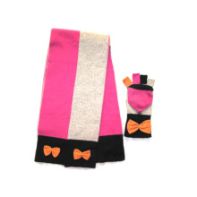 100%%Lammwolle Colorblock Schal &amp; Handschuhe Set